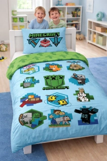 Povlečení bavlna Minecraft Lets Play 140x200, 70x90 cm