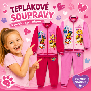DÍVČÍ TEPLÁKOVÁ SOUPRAVA PAW PATROL světle růžová