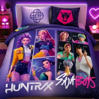 Povlečení z mikrovlákna 140x200 + 70x90 cm - K-Pop Demon Hunters "Huntrix & Saja Boys"