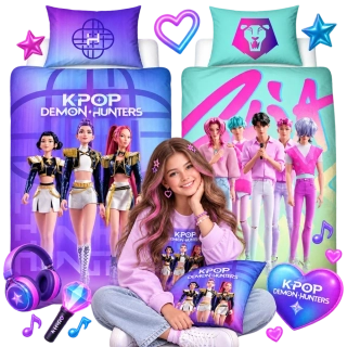 Povlečení z mikrovlákna 140x200 + 70x90 cm - K-Pop Demon Hunters "Iconic Huntrix a Saja Boys"